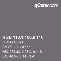 Color code: RGB 113.1 108.8 116 | qconv.com