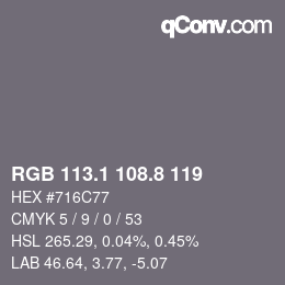 Color code: RGB 113.1 108.8 119 | qconv.com
