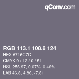 Farbcode: RGB 113.1 108.8 124 | qconv.com