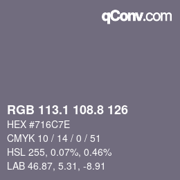 Color code: RGB 113.1 108.8 126 | qconv.com
