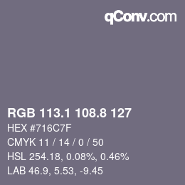 Color code: RGB 113.1 108.8 127 | qconv.com