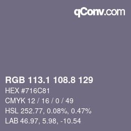 Color code: RGB 113.1 108.8 129 | qconv.com