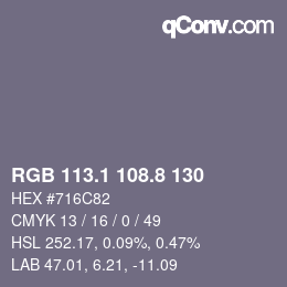 Color code: RGB 113.1 108.8 130 | qconv.com