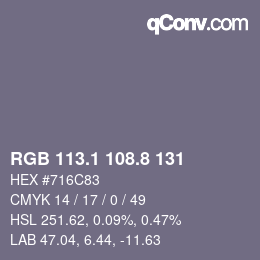Color code: RGB 113.1 108.8 131 | qconv.com