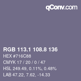 Color code: RGB 113.1 108.8 136 | qconv.com