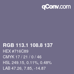 Color code: RGB 113.1 108.8 137 | qconv.com