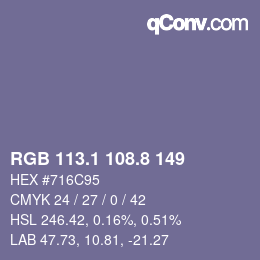 Color code: RGB 113.1 108.8 149 | qconv.com