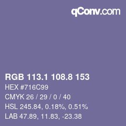Color code: RGB 113.1 108.8 153 | qconv.com