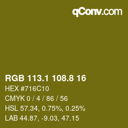 カラーコード: RGB 113.1 108.8 16 | qconv.com