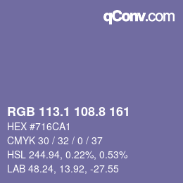 カラーコード: RGB 113.1 108.8 161 | qconv.com