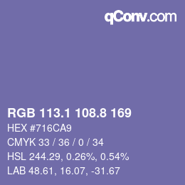 Farbcode: RGB 113.1 108.8 169 | qconv.com