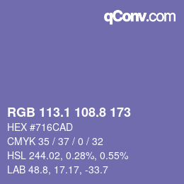 カラーコード: RGB 113.1 108.8 173 | qconv.com