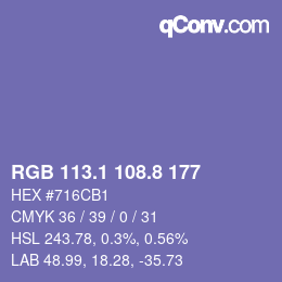 カラーコード: RGB 113.1 108.8 177 | qconv.com