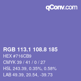 カラーコード: RGB 113.1 108.8 185 | qconv.com