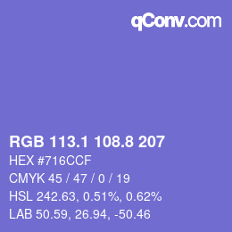 カラーコード: RGB 113.1 108.8 207 | qconv.com