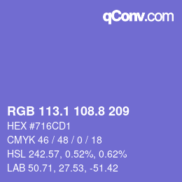 カラーコード: RGB 113.1 108.8 209 | qconv.com