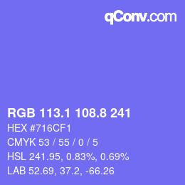 カラーコード: RGB 113.1 108.8 241 | qconv.com