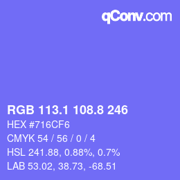 カラーコード: RGB 113.1 108.8 246 | qconv.com