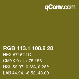 Color code: RGB 113.1 108.8 28 | qconv.com