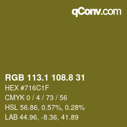 Código de color: RGB 113.1 108.8 31 | qconv.com
