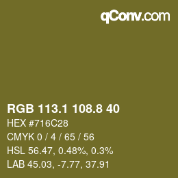 カラーコード: RGB 113.1 108.8 40 | qconv.com