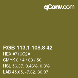 Color code: RGB 113.1 108.8 42 | qconv.com
