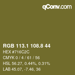 カラーコード: RGB 113.1 108.8 44 | qconv.com
