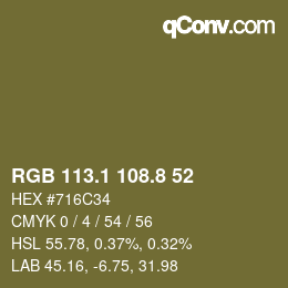 Color code: RGB 113.1 108.8 52 | qconv.com