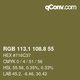 カラーコード: RGB 113.1 108.8 55 | qconv.com