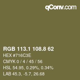 Farbcode: RGB 113.1 108.8 62 | qconv.com