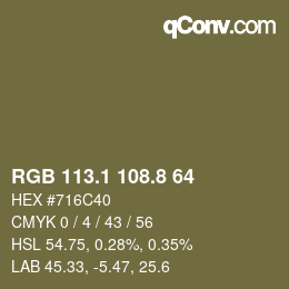 Color code: RGB 113.1 108.8 64 | qconv.com