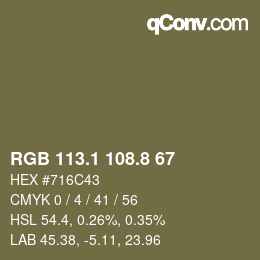 カラーコード: RGB 113.1 108.8 67 | qconv.com