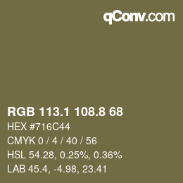 Color code: RGB 113.1 108.8 68 | qconv.com