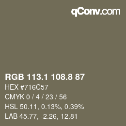 Color code: RGB 113.1 108.8 87 | qconv.com