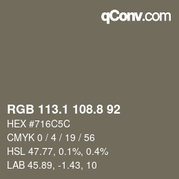 Farbcode: RGB 113.1 108.8 92 | qconv.com