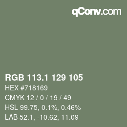 カラーコード: RGB 113.1 129 105 | qconv.com