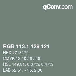 Color code: RGB 113.1 129 121 | qconv.com