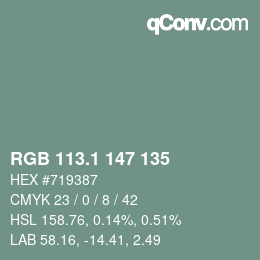 Color code: RGB 113.1 147 135 | qconv.com