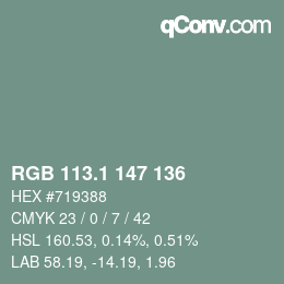 Color code: RGB 113.1 147 136 | qconv.com