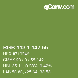 カラーコード: RGB 113.1 147 66 | qconv.com
