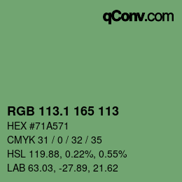 カラーコード: RGB 113.1 165 113 | qconv.com