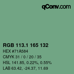 カラーコード: RGB 113.1 165 132 | qconv.com