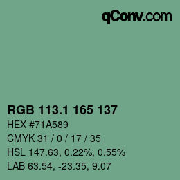 カラーコード: RGB 113.1 165 137 | qconv.com