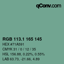 Color code: RGB 113.1 165 145 | qconv.com