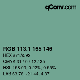 カラーコード: RGB 113.1 165 146 | qconv.com