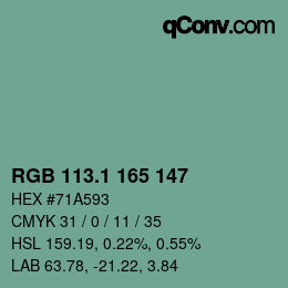 カラーコード: RGB 113.1 165 147 | qconv.com