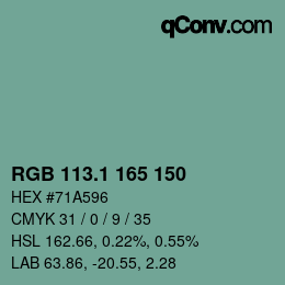 Color code: RGB 113.1 165 150 | qconv.com