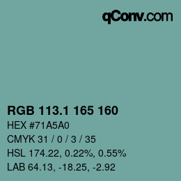 Color code: RGB 113.1 165 160 | qconv.com