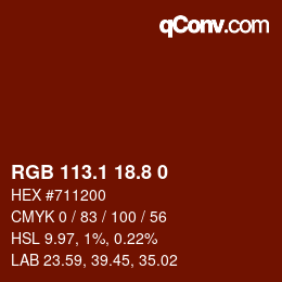 Color code: RGB 113.1 18.8 0 | qconv.com