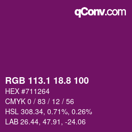 カラーコード: RGB 113.1 18.8 100 | qconv.com